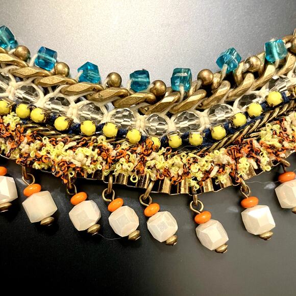 Zara Beaded Gold Tone Statement Necklace - Picture 6 of 8